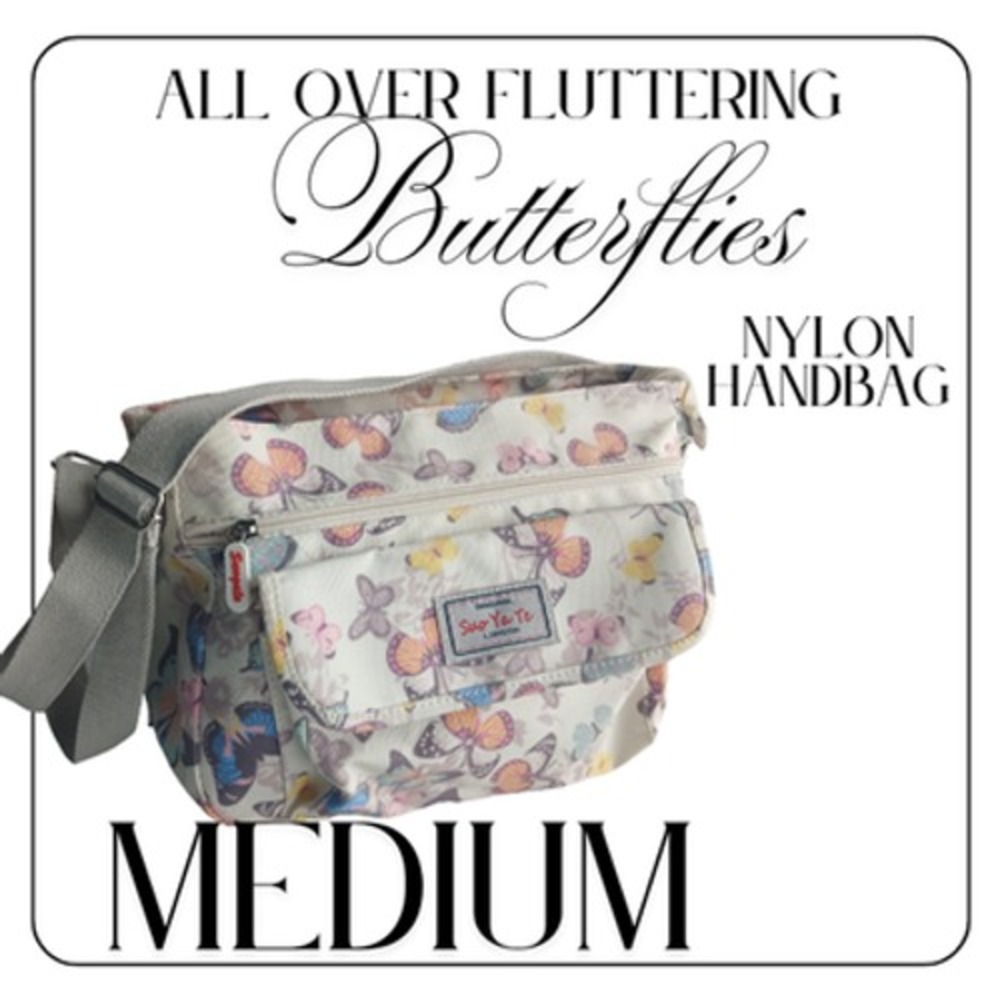 Suo Yo Te Crossbody Bag Womens Medium Multicolor Butterfly Nylon Zip Handbag